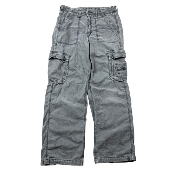 American Eagle Outfitters Pants - American Eagle Women 6 Regular Gray Cargo Pants Wide Leg Stretch Distressed